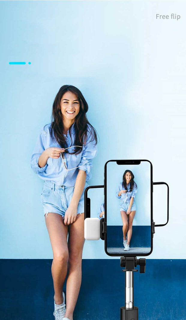 4 in 1 selfie stick + Tripod stand with light and wireless remote