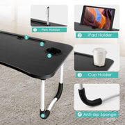 Wooden Laptop Table | Laptop Stand | Multi purpose Foldable, Wooden Laptop Table with Glass and Mobile Holder