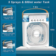 Portable Air Conditioner Fan Usb Electric Fan, Fine Mist Water, And Humidifier Function